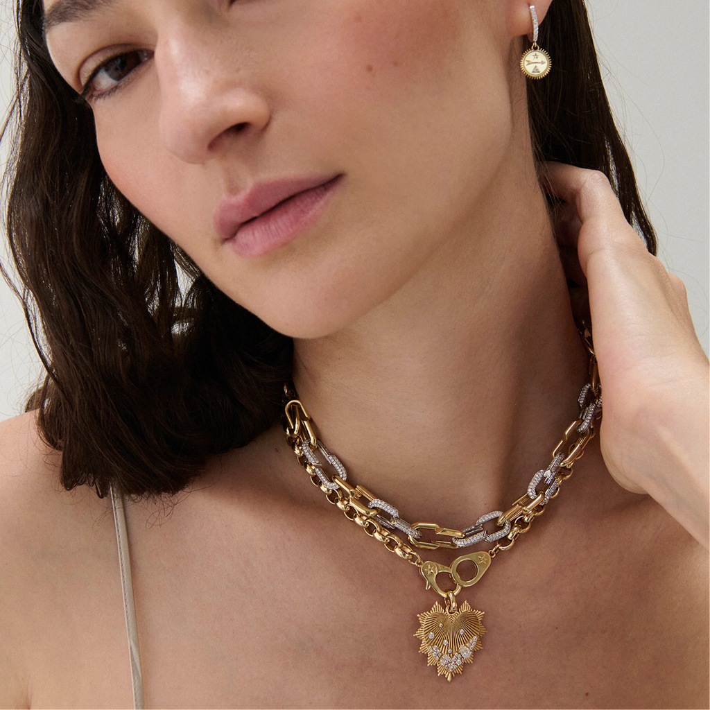 Belcher | Oversized Belcher Necklace with Sister Hooks | Yellow Gold view 2