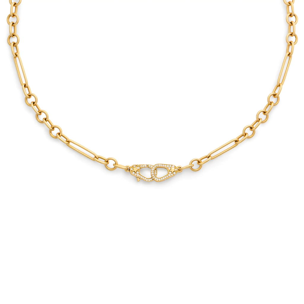 Mixed Clip | Small Mixed Clip Chain with Pavé Sister Hooks | Diamonds, Yellow Gold view 1