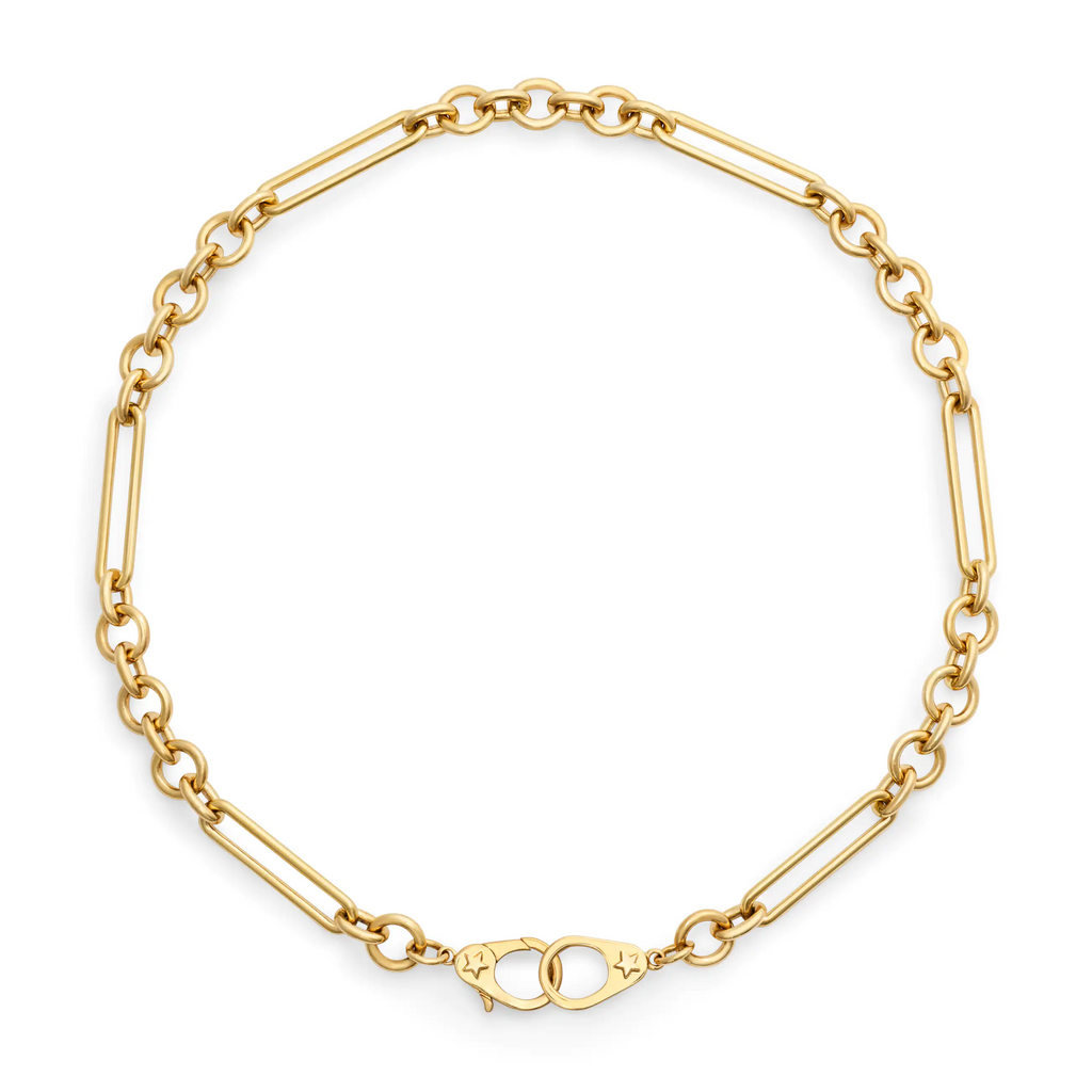 18K Yellow Gold Mixed Clip | Midsized Mixed Clip Chain with Sister Hooks | 18K Yellow Gold – FoundRae view 3