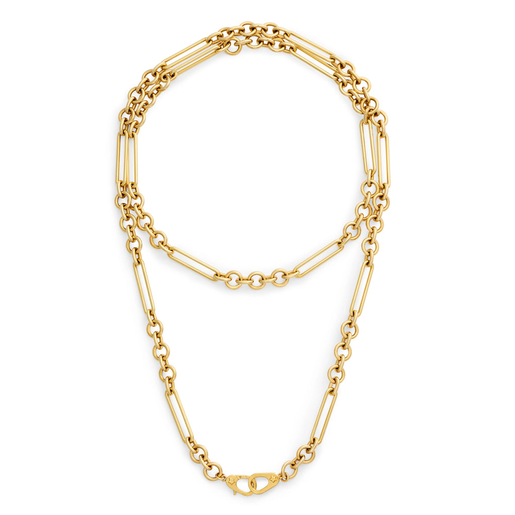 18K Yellow Gold Mixed Clip | Midsized Mixed Clip Chain with Pavé Sister Hooks | Diamonds, Yellow Gold – FoundRae view 4
