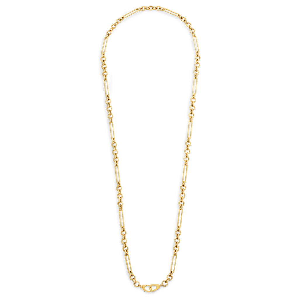 18K Yellow Gold Mixed Clip | Midsized Mixed Clip Chain with Pavé Sister Hooks | Diamonds, Yellow Gold – FoundRae view 5