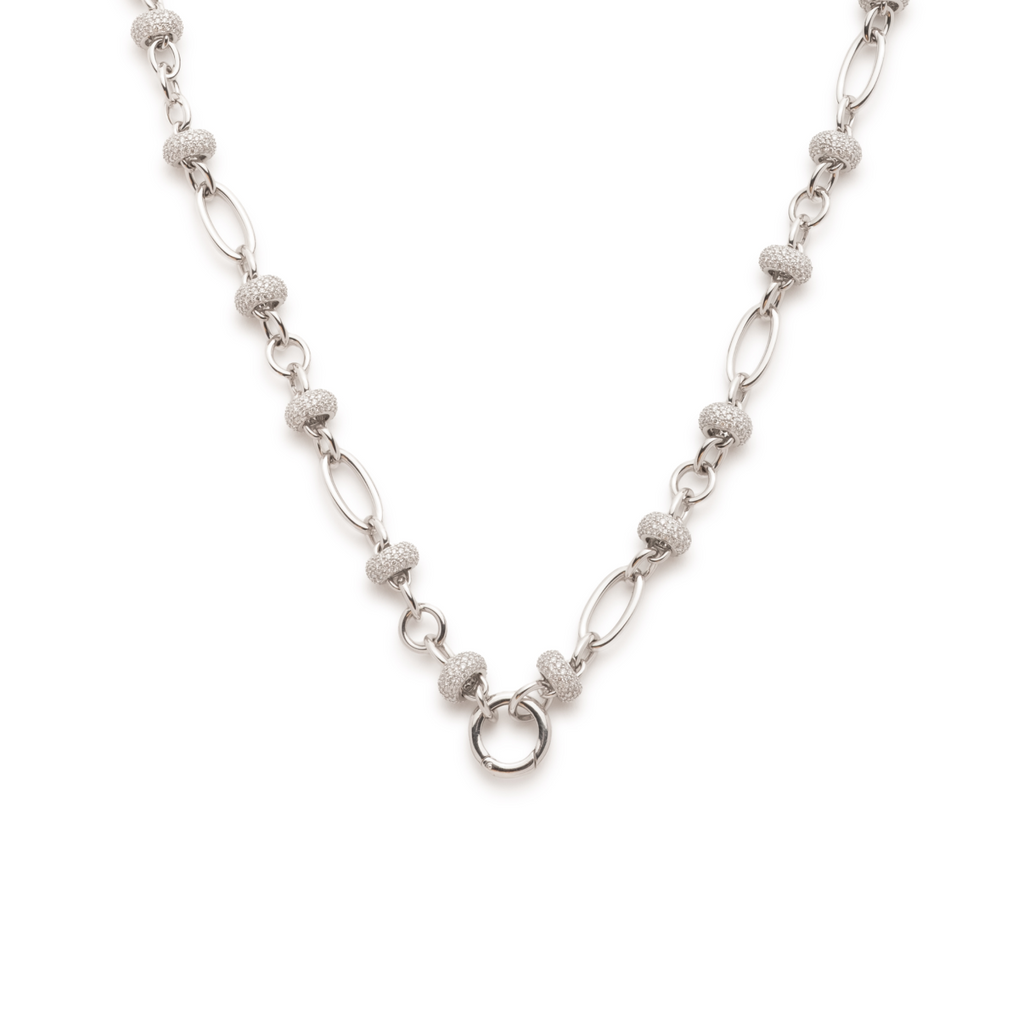 Orbit Open Chain : in White Gold with Pave Diamonds and an Annex Link view 1