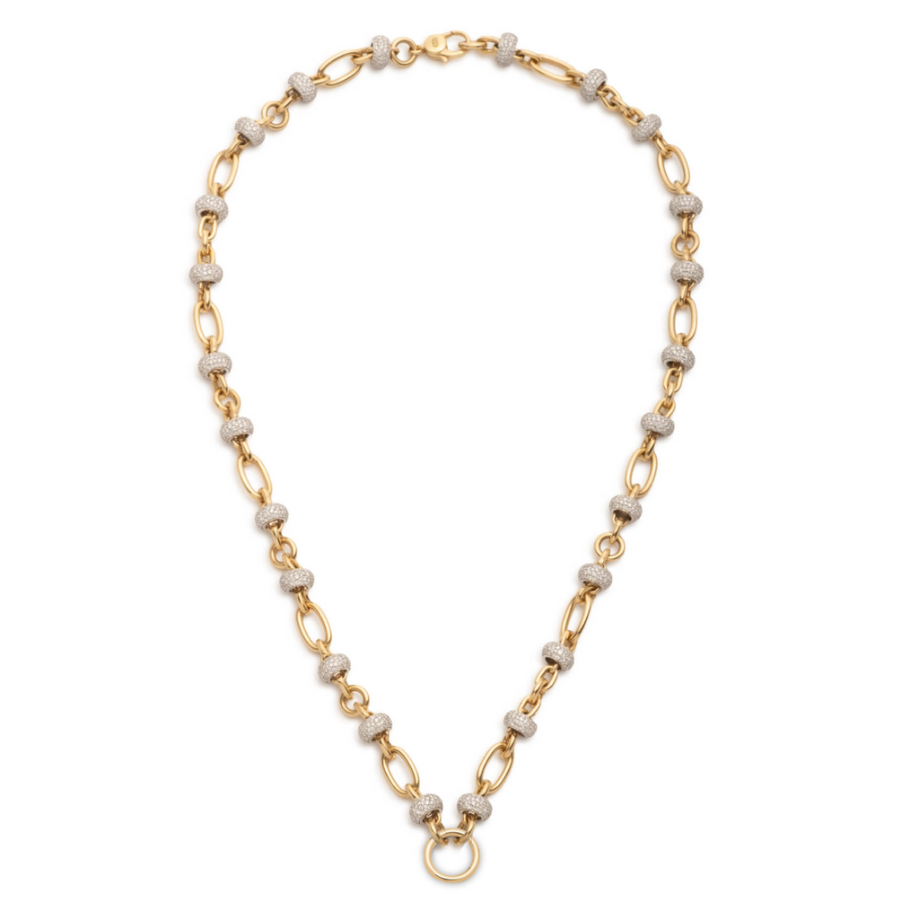 18K Yellow Gold Orbit Open Chain : in Yellow Gold with Pave Diamonds and an Annex Link – FoundRae view 3