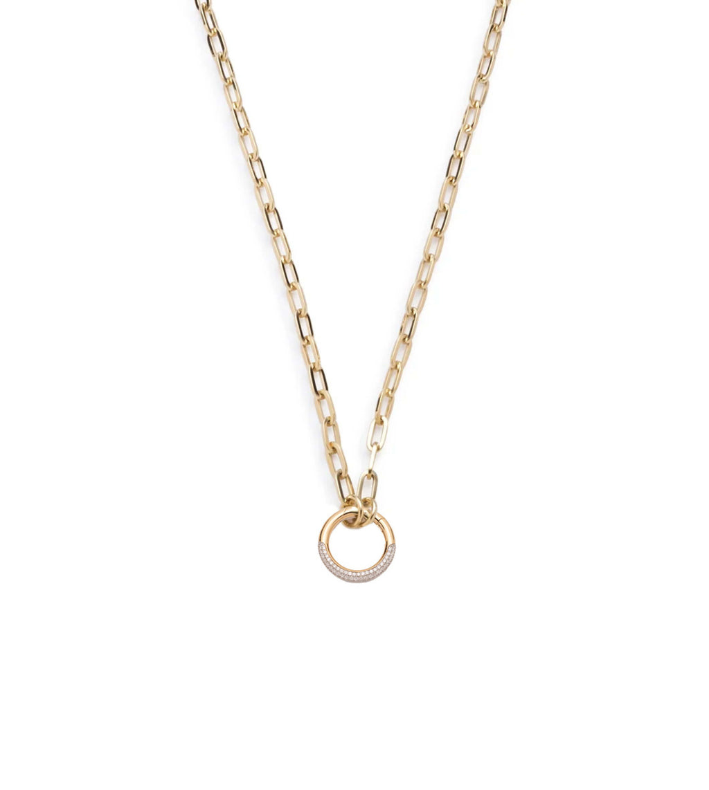 Refined Clip Open Chain : in Yellow Gold with Pave Diamonds 18