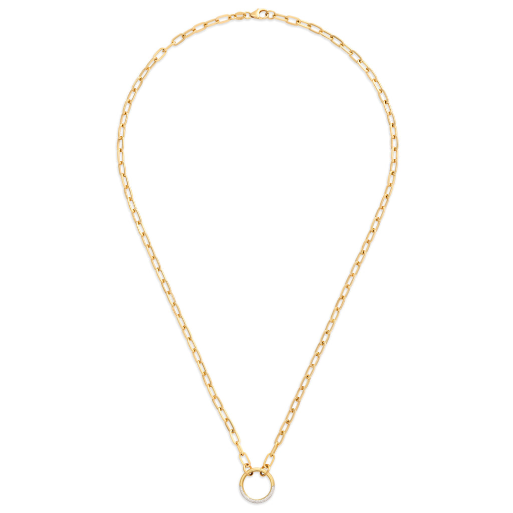 18K Yellow Gold Clip | Small Clip Open Chain with Pavé Medium Annex Link | Diamonds, 18K Yellow Gold – FoundRae view 3
