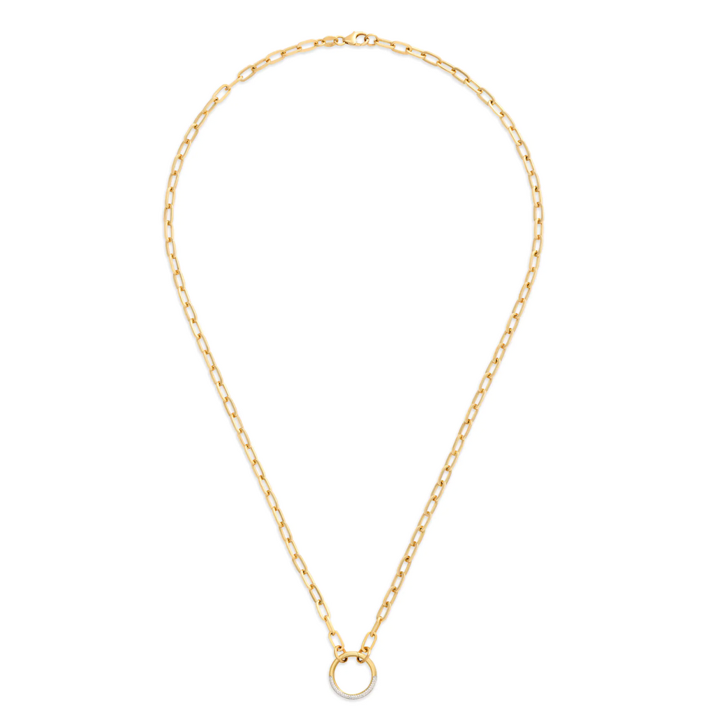 18K Yellow Gold Clip | Small Clip Open Chain with Pavé Medium Annex Link | Diamonds, 18K Yellow Gold – FoundRae view 3