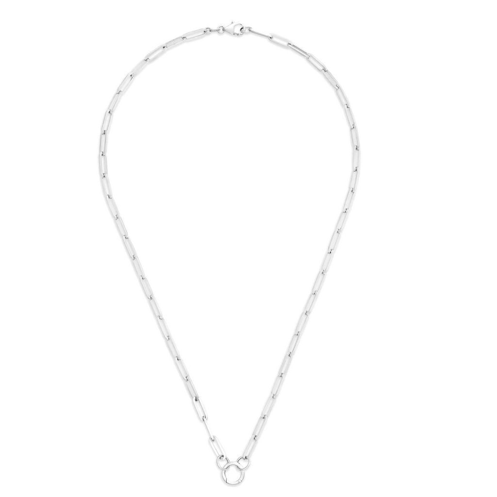 18K White Gold Clip | Medium Clip Open Chain | 18K White Gold – FoundRae view 3