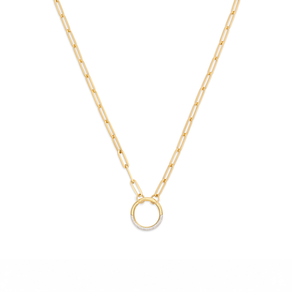 Clip | Medium Clip Open Chain with Large Pavé Annex Link | 18K Yellow Gold view 1