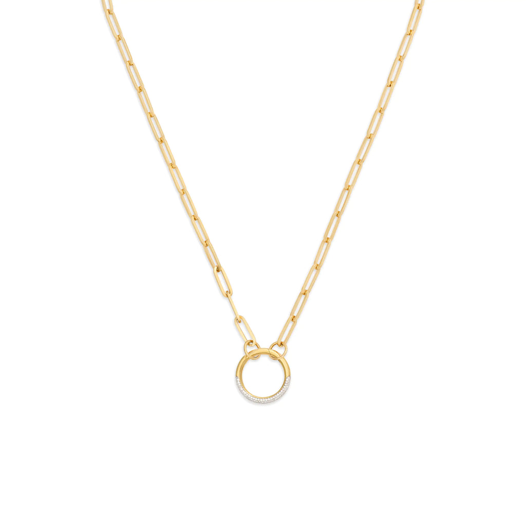 18K Yellow Gold Clip | Medium Clip Open Chain with Large Pavé Annex Link | 18K Yellow Gold – FoundRae view 1