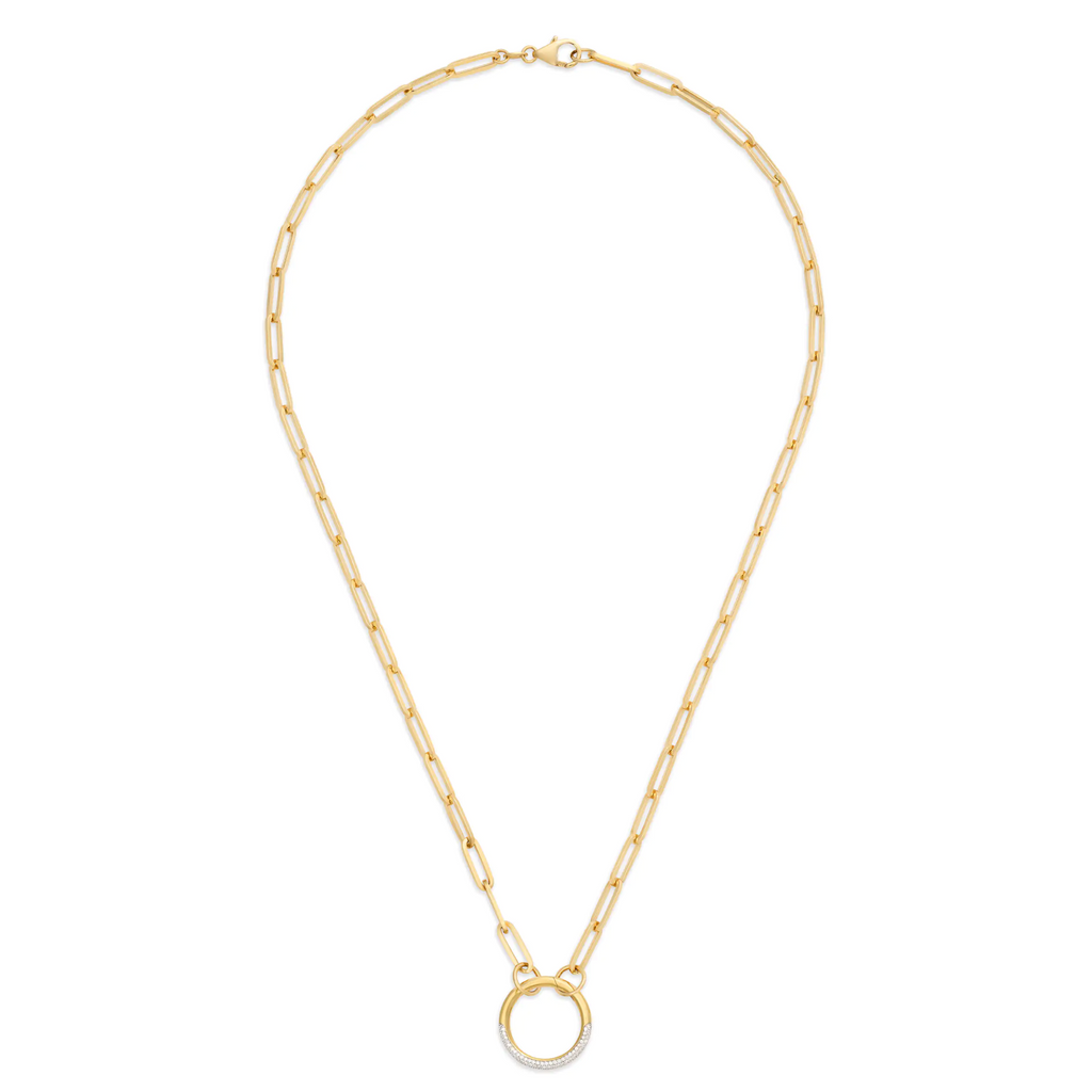 18K Yellow Gold Clip | Medium Clip Open Chain with Large Pavé Annex Link | 18K Yellow Gold – FoundRae view 3