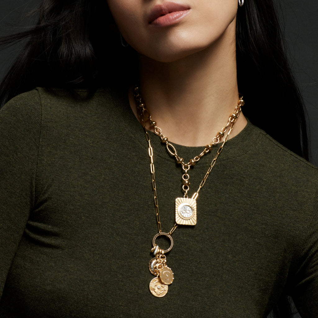 Classic Fob Clip Open Chain : in Yellow Gold with Braided Wheat Large Annex Link view 2