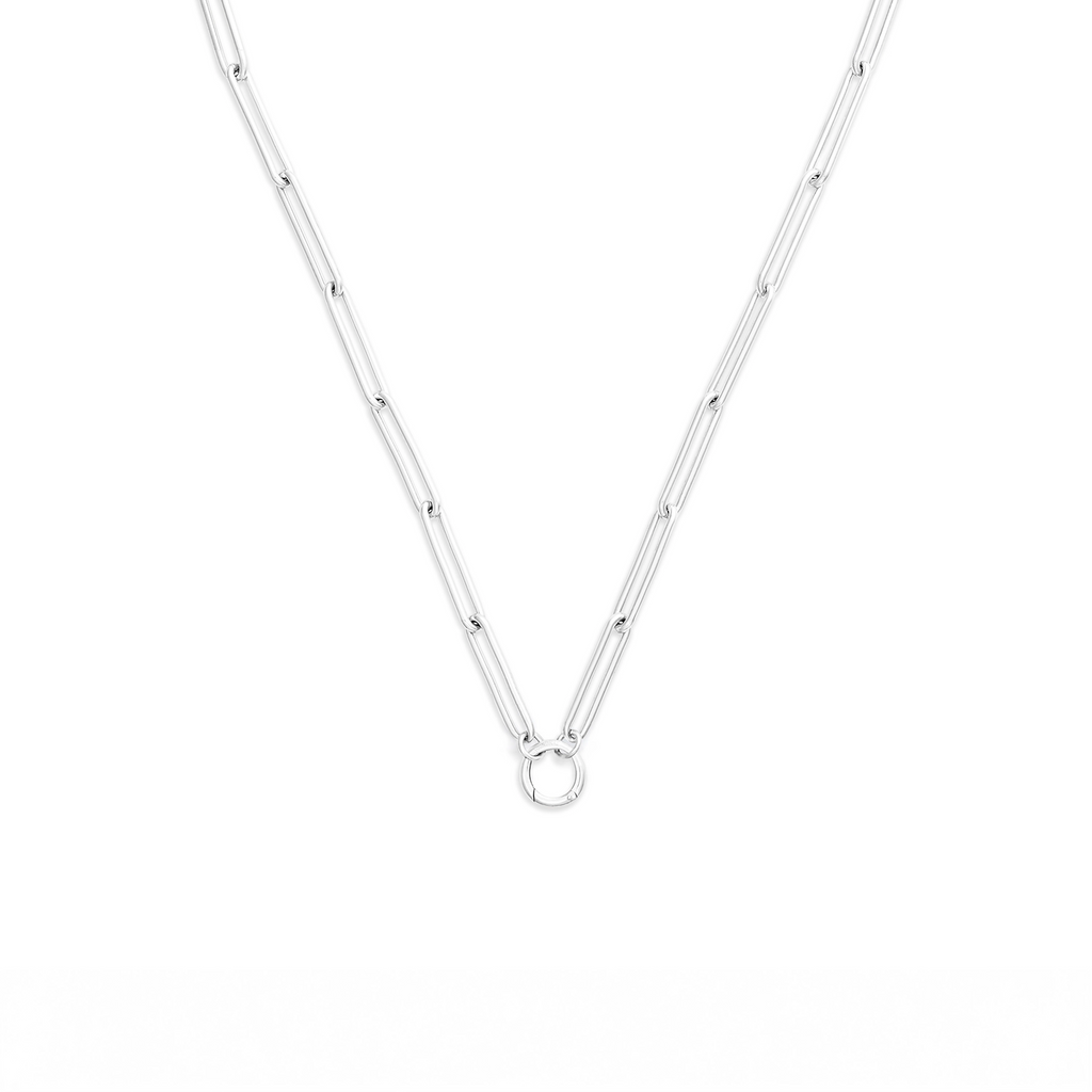 Clip | Large Clip Open Chain with Annex Link | 18K White Gold view 1