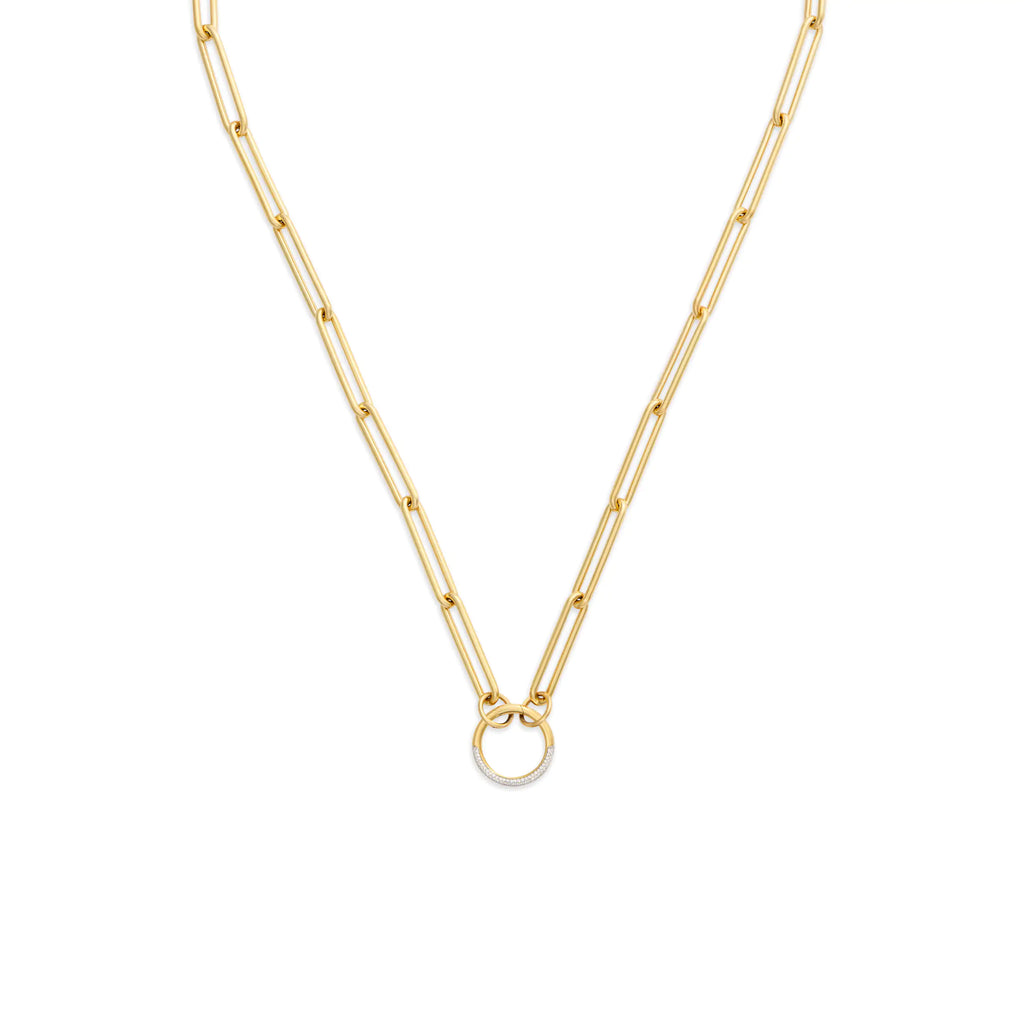 18K Yellow Gold Clip | Large Clip Open Chain with Pavé Medium Annex Link | Diamonds, 18K Yellow Gold – FoundRae view 1