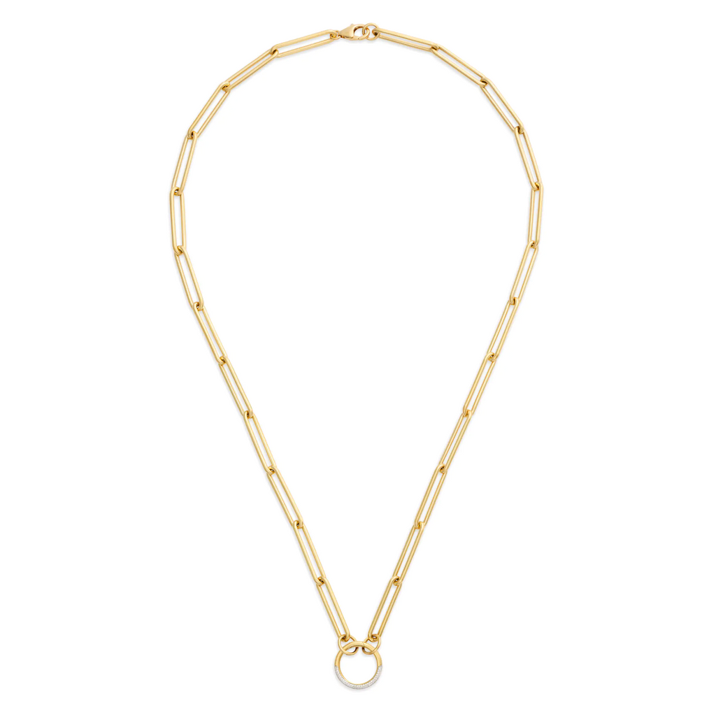 18K Yellow Gold Clip | Large Clip Open Chain with Pavé Medium Annex Link | Diamonds, 18K Yellow Gold – FoundRae view 3