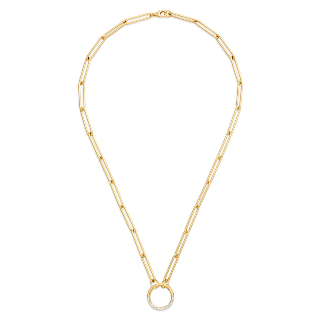 18K Yellow Gold Clip | Large Clip Open Chain with Pavé Large Annex Link | Diamonds, 18K Yellow Gold – FoundRae view 3