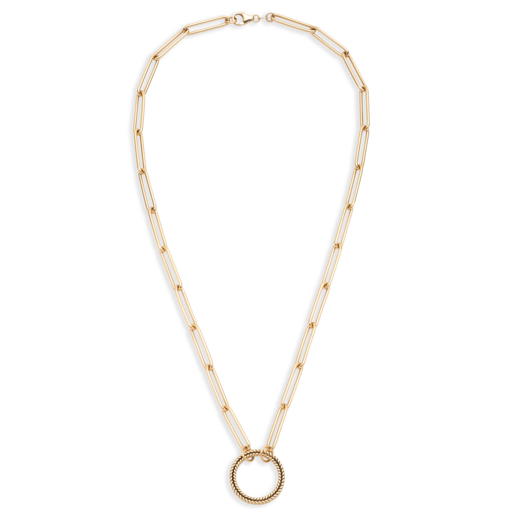 18K Yellow Gold Extended Clip Open Chain : in Yellow Gold with Braided Wheat Large Annex Link – FoundRae view 3
