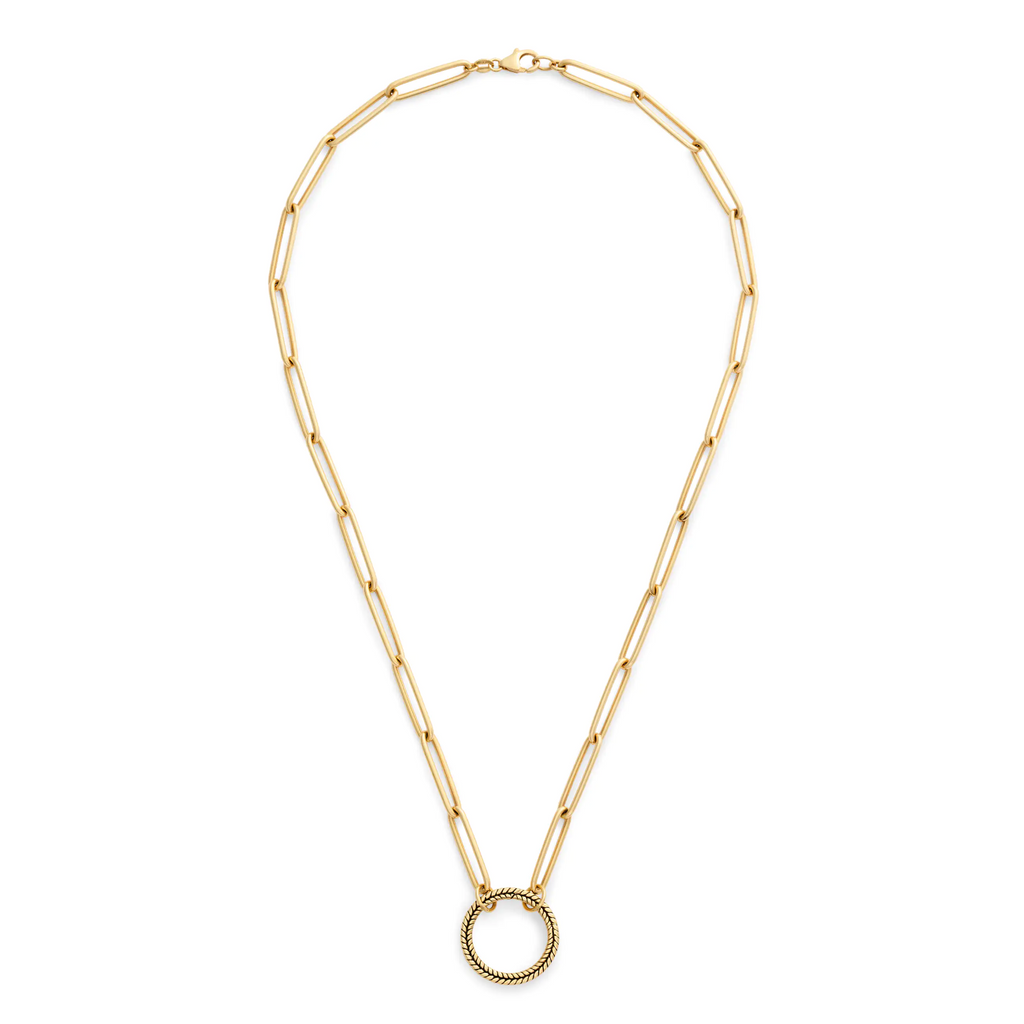 18K Yellow Gold Clip | Large Clip Open Chain with Braided Wheat Annex Link | Yellow Gold – FoundRae view 3