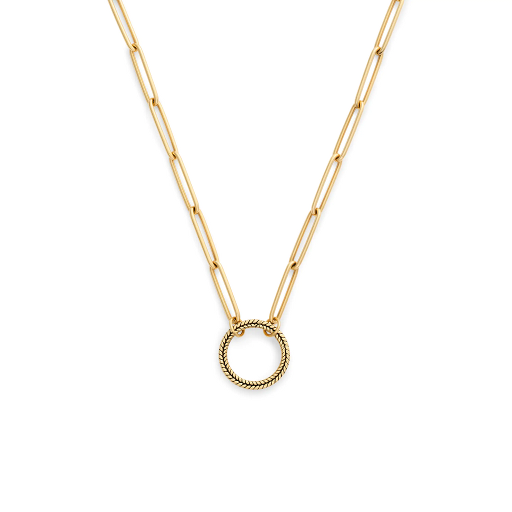 18K Yellow Gold Clip | Large Clip Open Chain with Braided Wheat Annex Link | Yellow Gold – FoundRae view 1