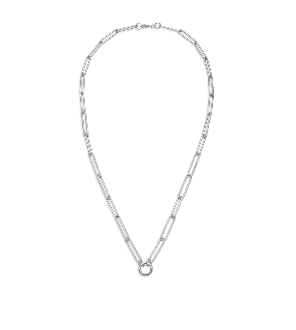 18K White Gold Diamond Link Open Chain White Gold with Mini Chubby Annex Link – FoundRae