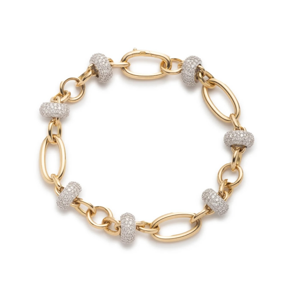 Orbit Bracelet : in Yellow Gold with Pave Diamonds view 1