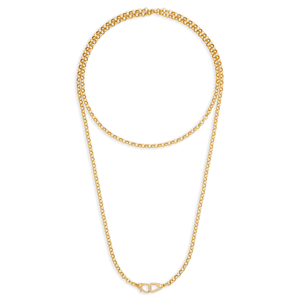 18K Yellow Gold Belcher | Medium Belcher Chain with Pavé Sister Hooks | Diamonds, Yellow Gold – FoundRae view 3