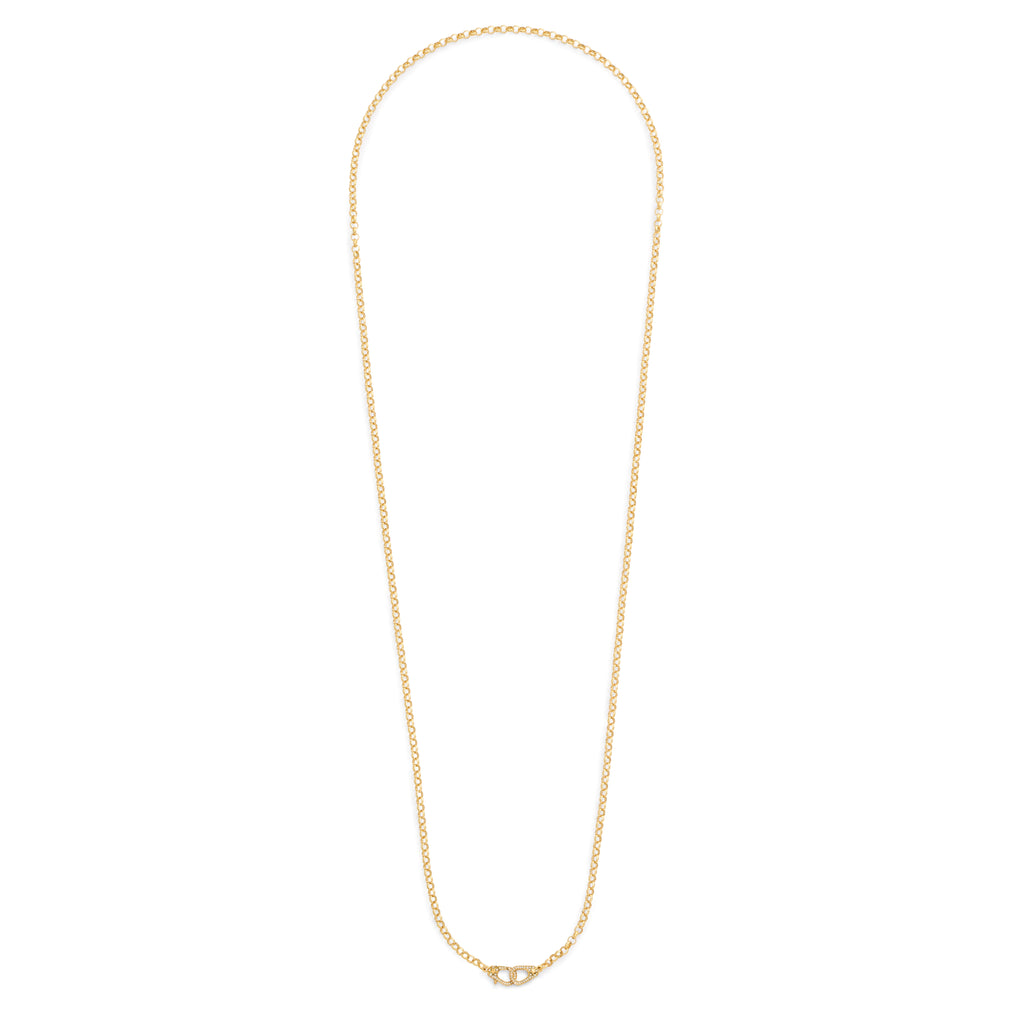 18K Yellow Gold Belcher | Medium Belcher Chain with Pavé Sister Hooks | Diamonds, Yellow Gold – FoundRae view 4