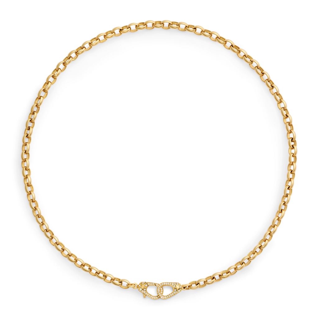 Belcher | Heavy Belcher Chain with Pavé Sister Hooks | Diamonds, 18K Yellow Gold view 2