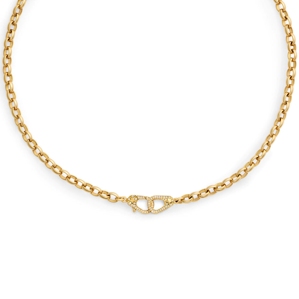 Belcher | Heavy Belcher Chain with Pavé Sister Hooks | Diamonds, 18K Yellow Gold view 1