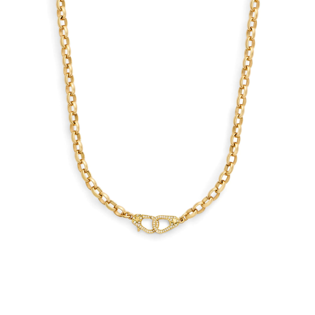 18K Yellow Gold Belcher | Heavy Belcher Chain with Pavé Sister Hooks | Diamonds, 18K Yellow Gold – FoundRae view 3