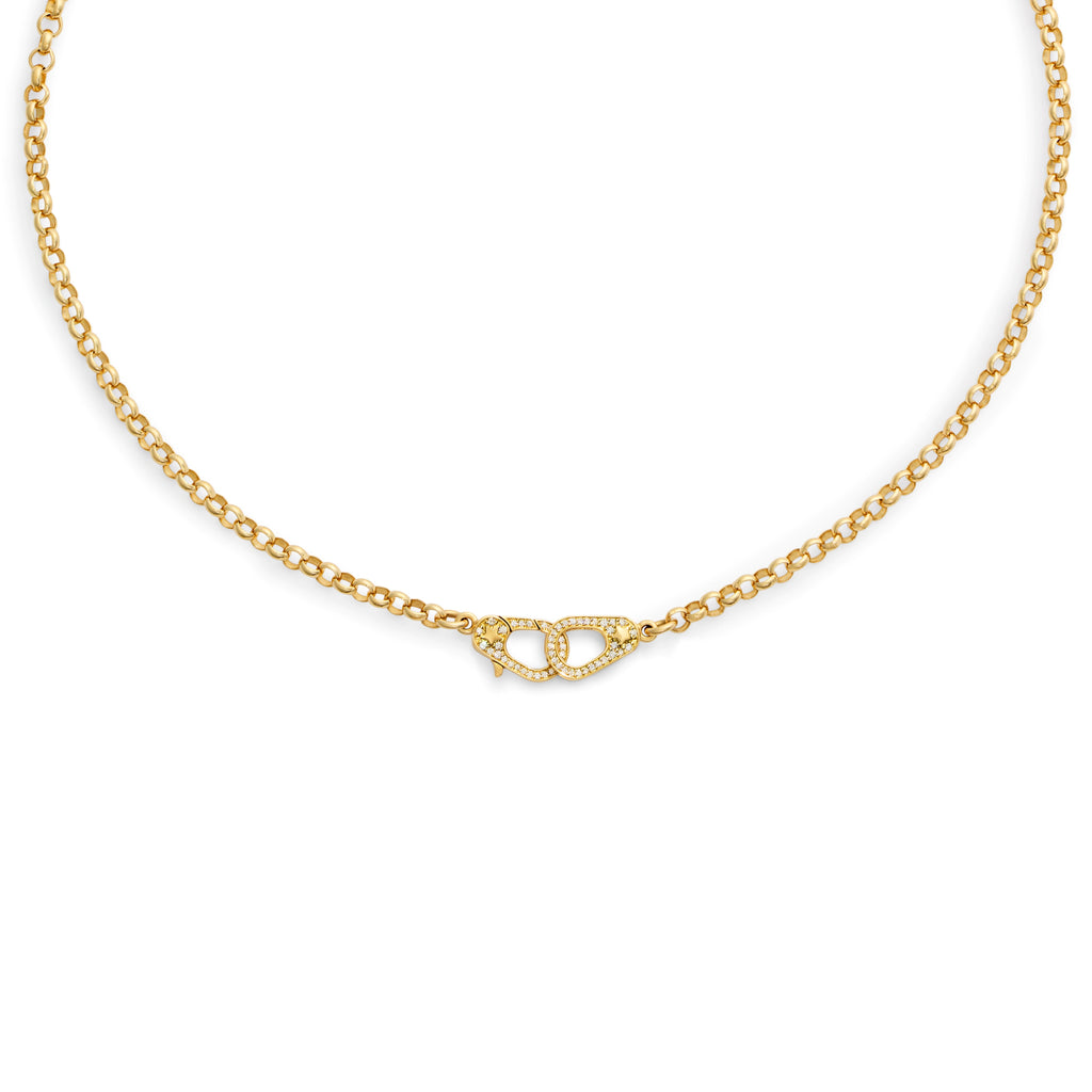 Belcher | Medium Belcher Chain with Pavé Sister Hooks | Diamonds, Yellow Gold view 1