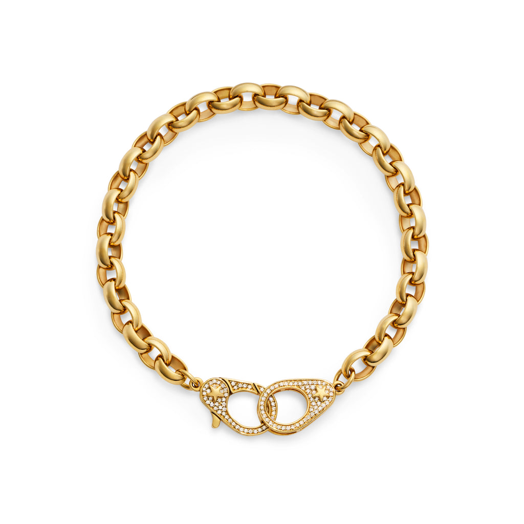 Belcher | Oversized Belcher Bracelet with Pavé Sister Hooks | Diamonds, Yellow Gold view 1
