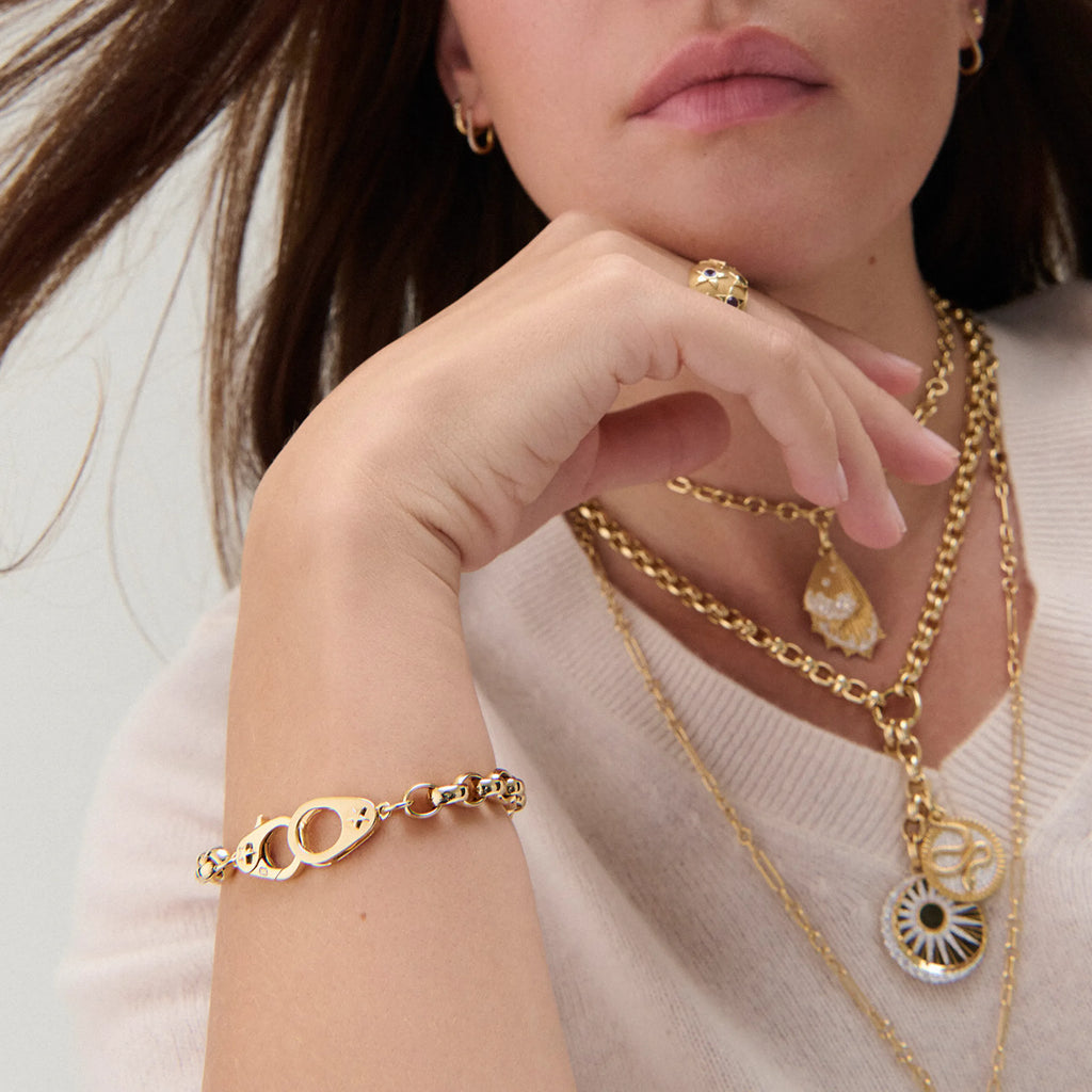 Belcher | Oversized Belcher Bracelet with Sister Hooks | Yellow Gold view 2