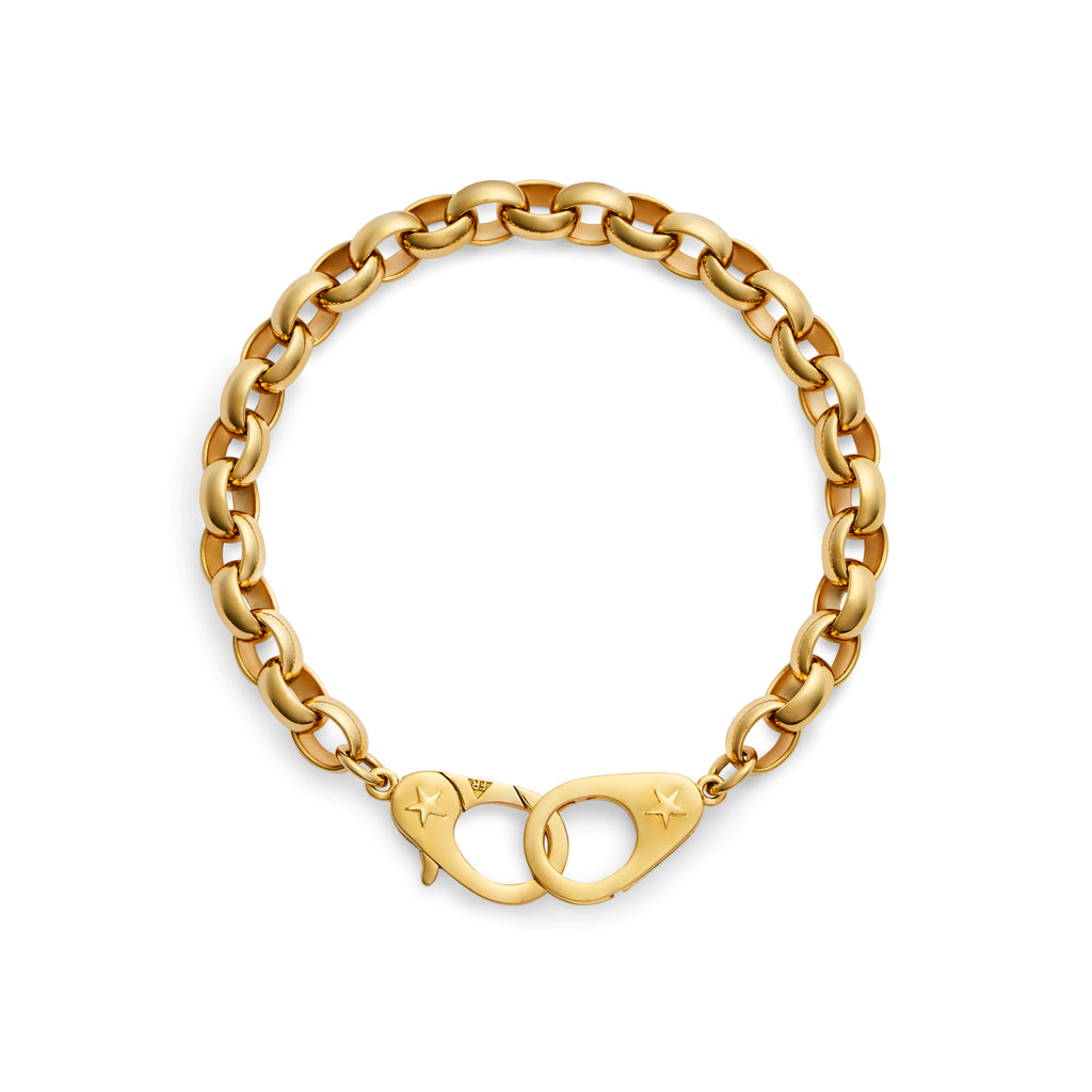 Belcher | Oversized Belcher Bracelet with Sister Hooks | Yellow Gold view 1