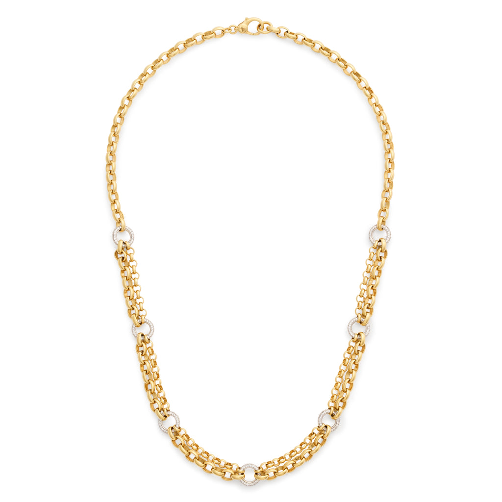 18K Yellow Gold Belcher | Festoon Chain with Pavé Links | Diamonds, Yellow Gold – FoundRae view 3