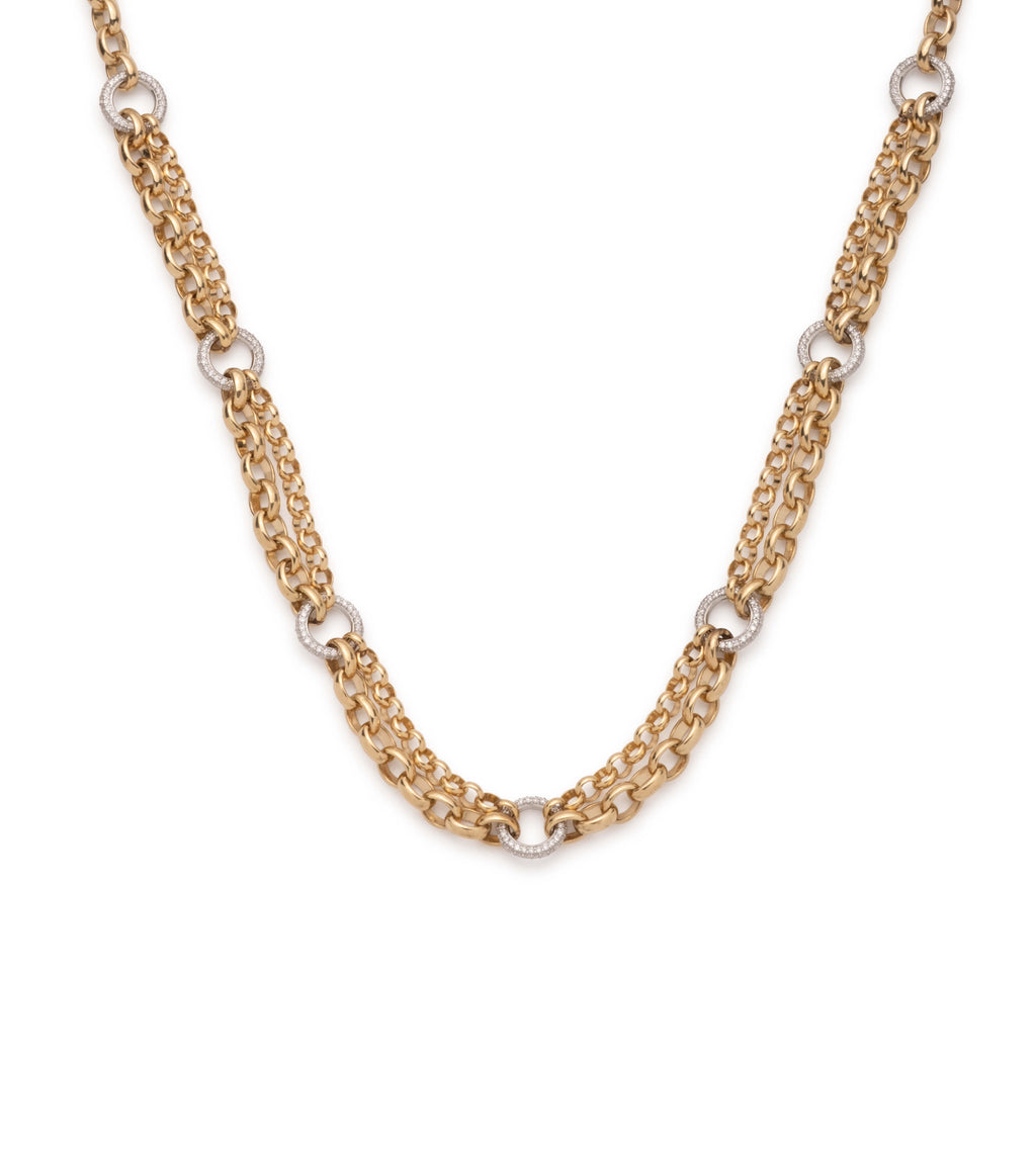 Festoon Chain : in Yellow Gold with Pave Diamond Links view 1