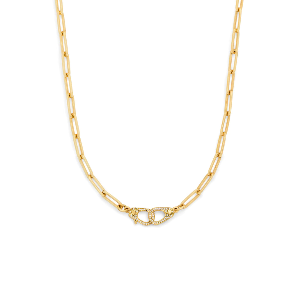 18K Yellow Gold Clip | Medium Clip Chain with Pavé Sister Hooks | Diamonds, 18K Yellow Gold – FoundRae view 4