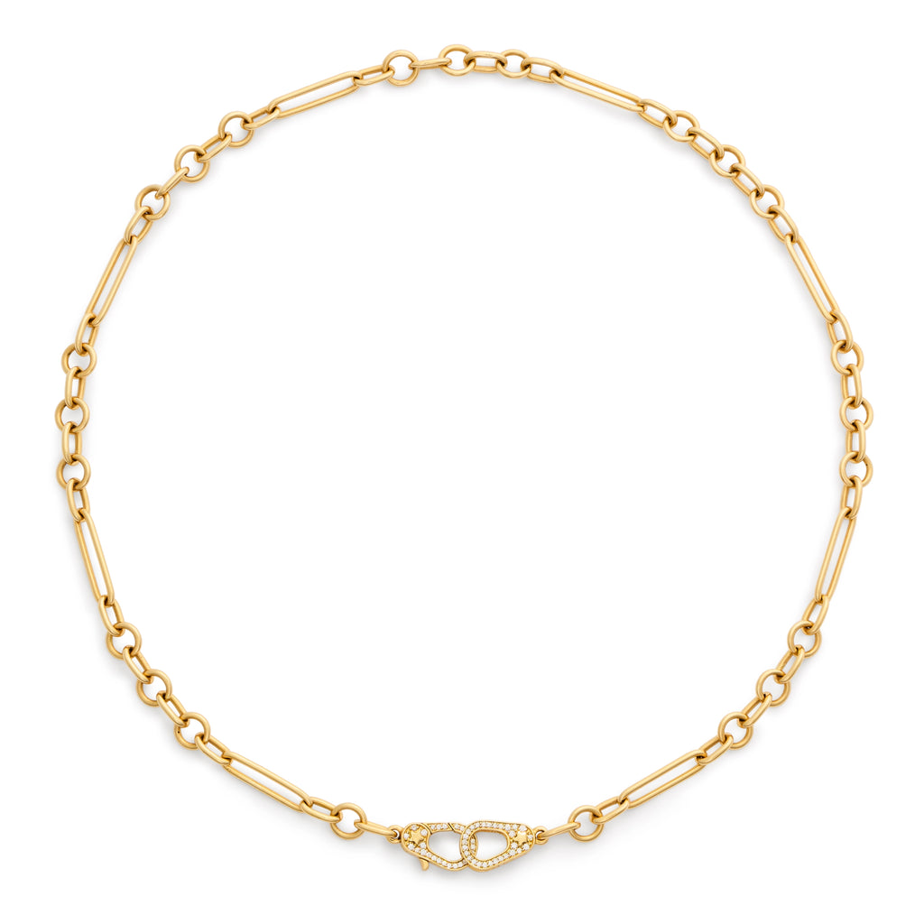 18K Yellow Gold Mixed Clip | Small Mixed Clip Chain with Sister Hooks 16" | Yellow Gold – FoundRae view 3