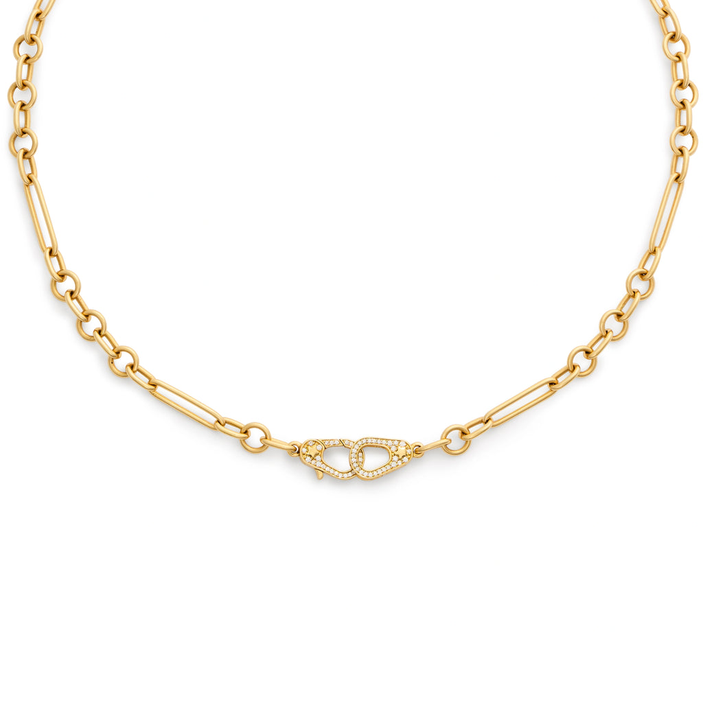 Mixed Clip | Small Mixed Clip Chain with Pavé Sister Hooks | Diamonds, Yellow Gold view 1