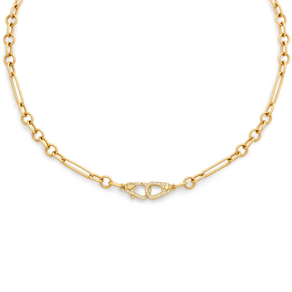 Mixed Clip | Small Mixed Clip Chain with Sister Hooks 16" | Yellow Gold view 1