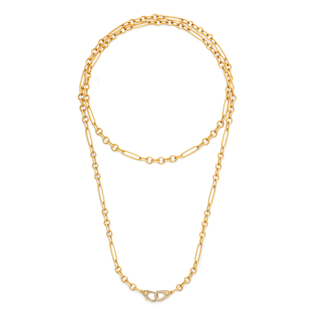 18K Yellow Gold Mixed Clip | Small Mixed Clip Chain with Pavé Sister Hooks | Diamonds, Yellow Gold – FoundRae view 7