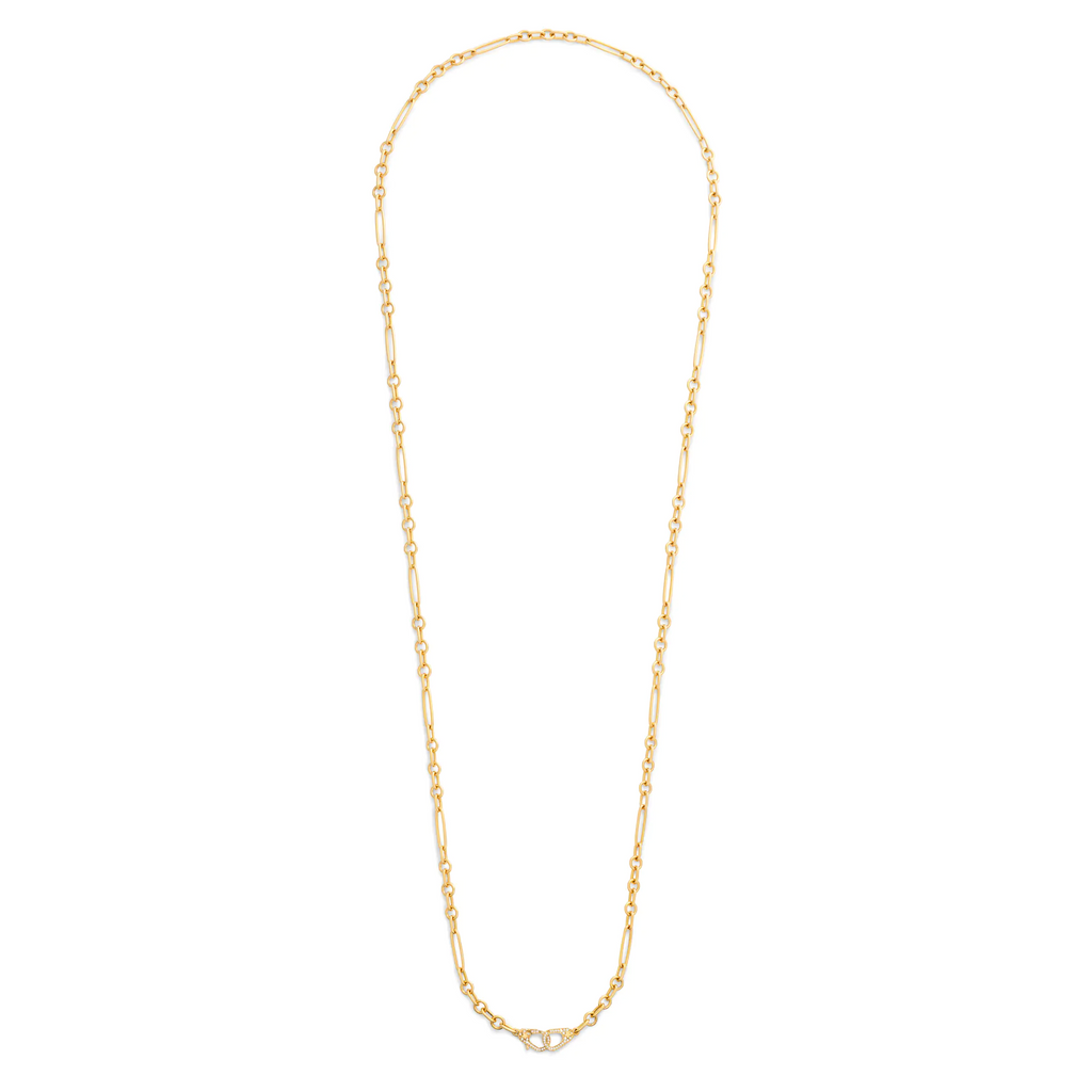 18K Yellow Gold Mixed Clip | Small Mixed Clip Chain with Pavé Sister Hooks | Diamonds, Yellow Gold – FoundRae view 6