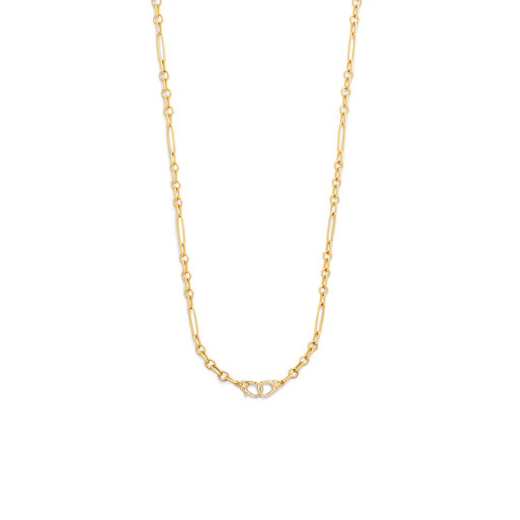 18K Yellow Gold Mixed Clip | Small Mixed Clip Chain with Pavé Sister Hooks | Diamonds, Yellow Gold – FoundRae view 5