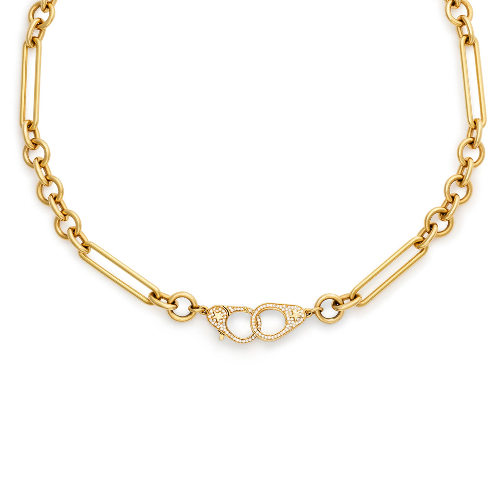 18K Yellow Gold Mixed Clip | Midsized Mixed Clip Chain with Sister Hooks | Yellow Gold – FoundRae view 4
