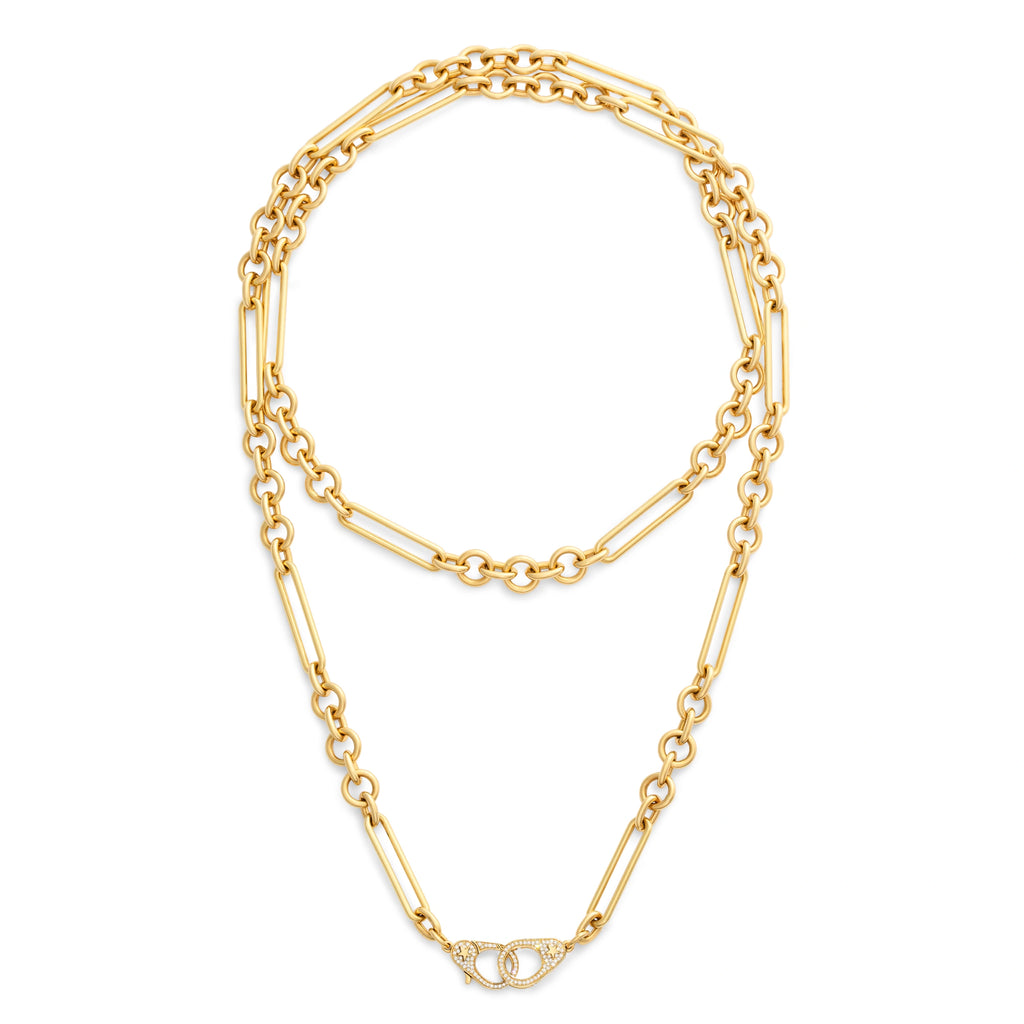 18K Yellow Gold Mixed Clip | Midsized Mixed Clip Chain with Pavé Sister Hooks | Diamonds, Yellow Gold – FoundRae view 7