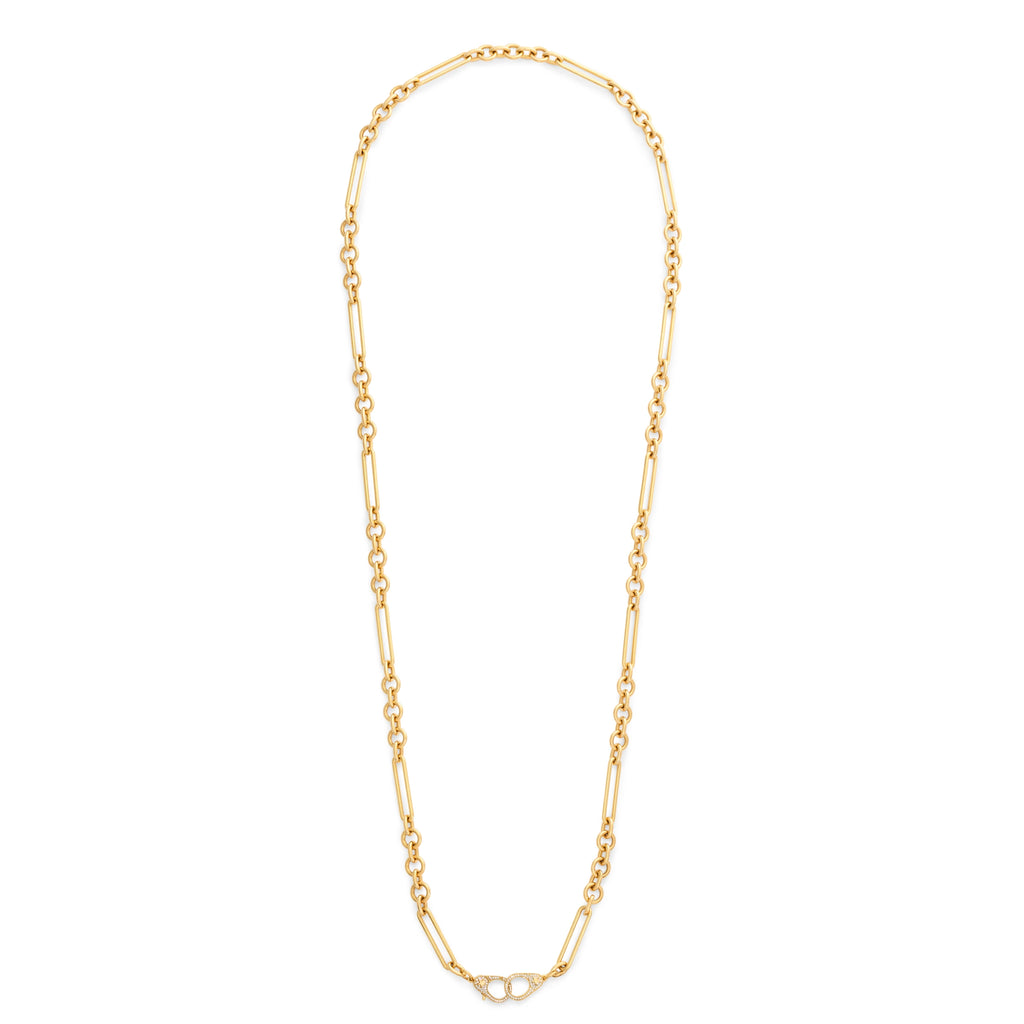 18K Yellow Gold Mixed Clip | Midsized Mixed Clip Chain with Pavé Sister Hooks | Diamonds, Yellow Gold – FoundRae view 8