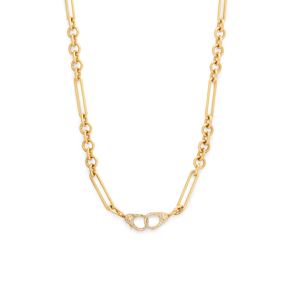 18K Yellow Gold Mixed Clip | Midsized Mixed Clip Chain with Pavé Sister Hooks | Diamonds, Yellow Gold – FoundRae view 6