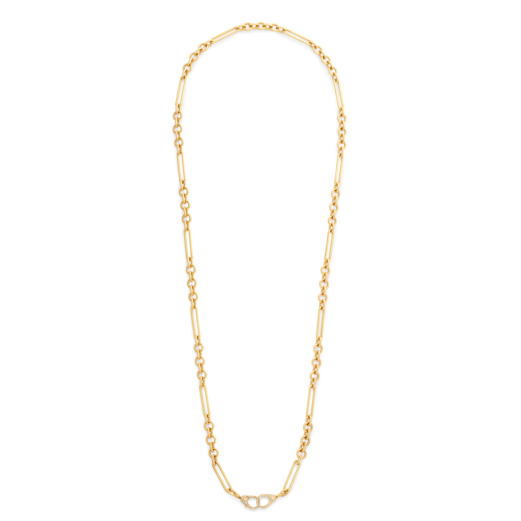 18K Yellow Gold Mixed Clip | Midsized Mixed Clip Chain with Pavé Sister Hooks | Diamonds, Yellow Gold – FoundRae view 6