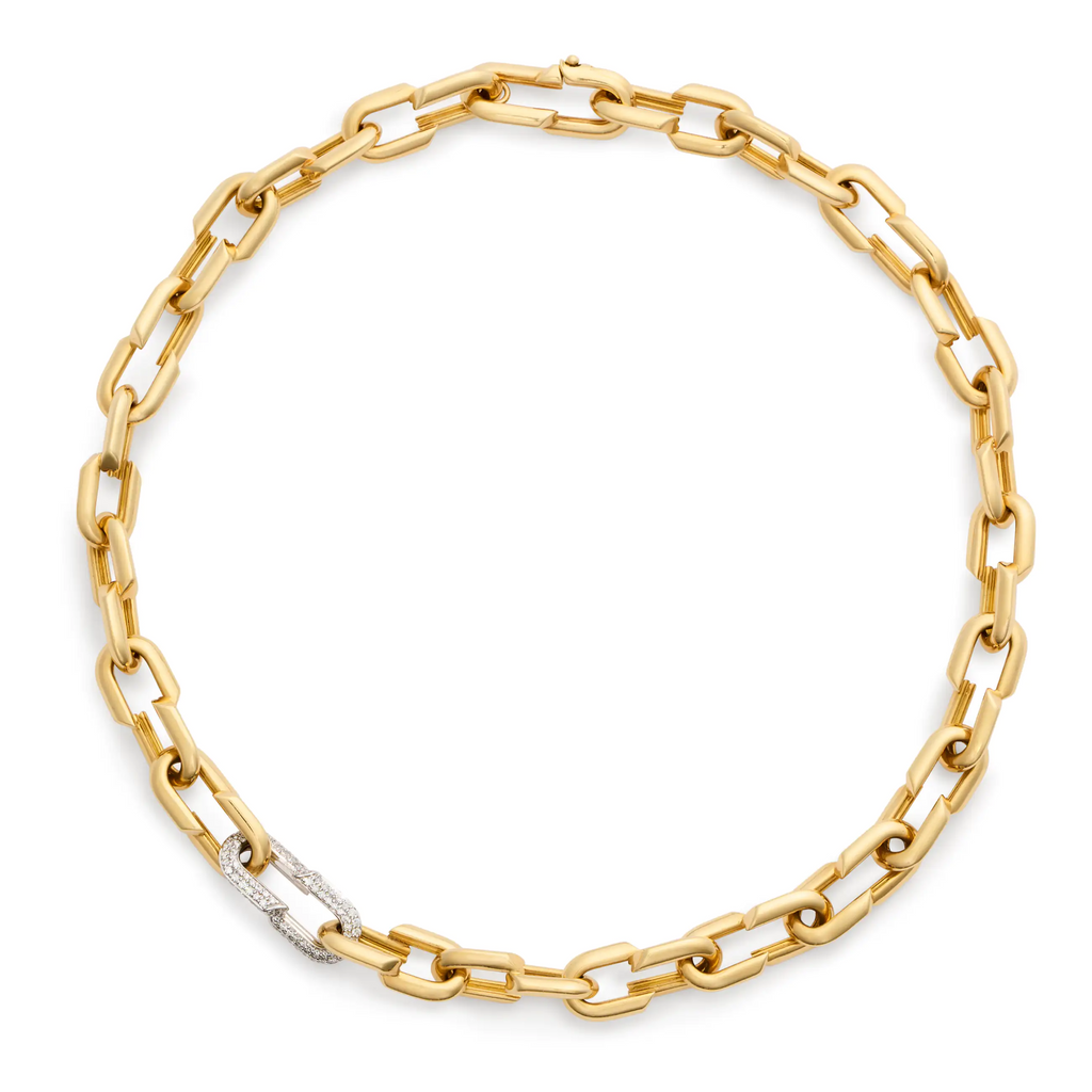 18K Yellow Gold Strong Hearts | Medium Love Link Chain with Pavé Link | Diamonds, 18K Yellow Gold – FoundRae view 3