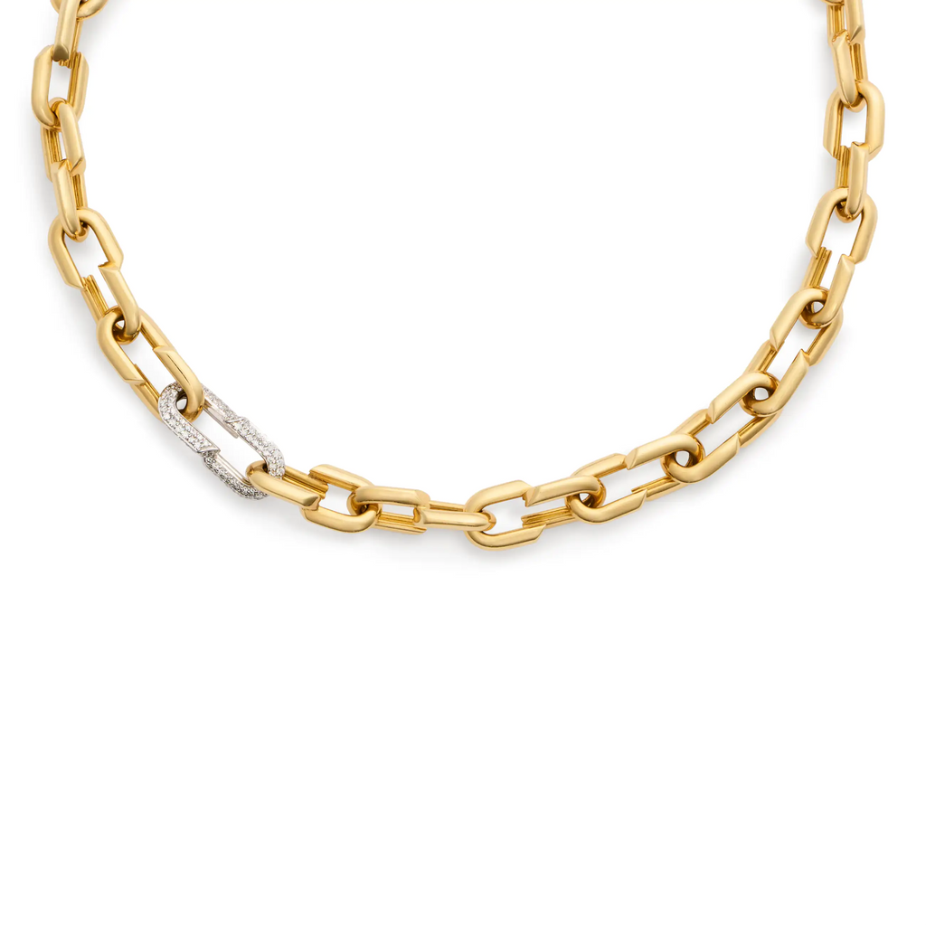 Strong Hearts | Medium Love Link Chain with Pavé Link | Diamonds, Yellow Gold view 1