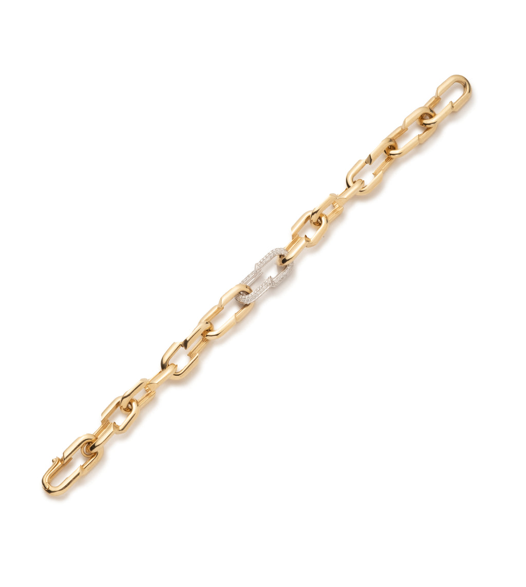 18K Yellow Gold Medium Strong Hearts Love Single Pave Link Chain Bracelet – FoundRae